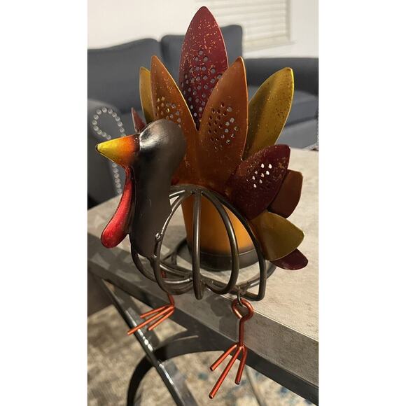 Turkey Shaped Rustic Metal Candle Tea Light Holder - Picture 3 of 12